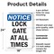 Signmission Lock Gate At All Times, 18 in W x Rectangle, Plastic OS-2PACK-NS-P-1824-V-14028 - alternate 5